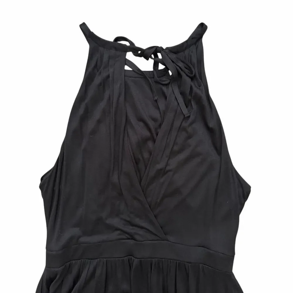 Antropologie Moulinette Soeurs Asymmetrical Black Halter Dress MP Petite NWOT